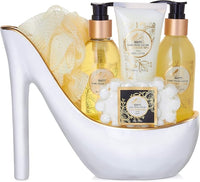 BRUBAKER Cosmetics - Coffret de bain & beauté de luxe - Vanille - 6 Pièces - Escarpin décoratif - Blanc/Doré - Idée cadeau Femme